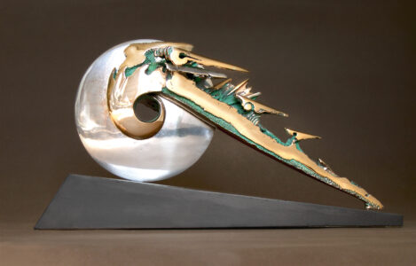 Ciclovelocità - Bronzo e alluminio cm. h 26 x 50 x 21