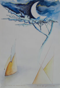 Quarto di Luna - 1985 Acquerello cm. 29 x 21